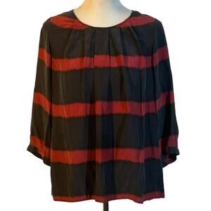 Silk Red and Black Blouse Sz M